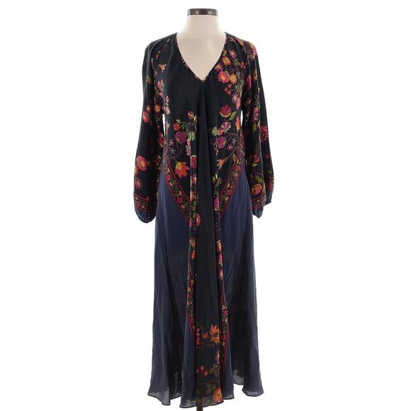 Mes Demoiselles Paris Dresses & Skirts - MES DEMOISELLES Digitale floral silk kaftan boho midi dress blue black Size 34 2